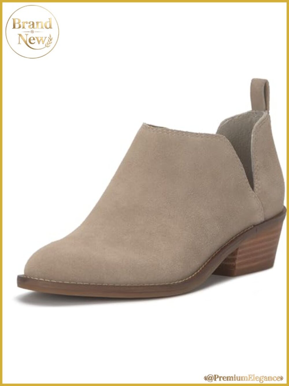 Suede Ankle Booties Round Toe Cutout Memory Foam Block Heel